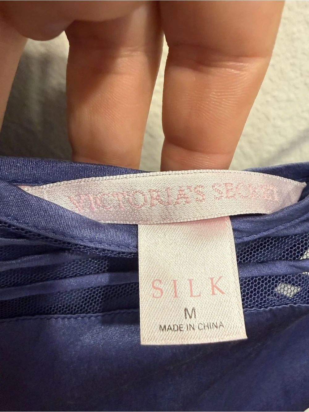 VINTAGE Victoria’s Secret SILK Nightie with Sheer Stripe V-Neck
